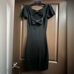 Betsey Johnson short sleeve sweater dress with bow accents